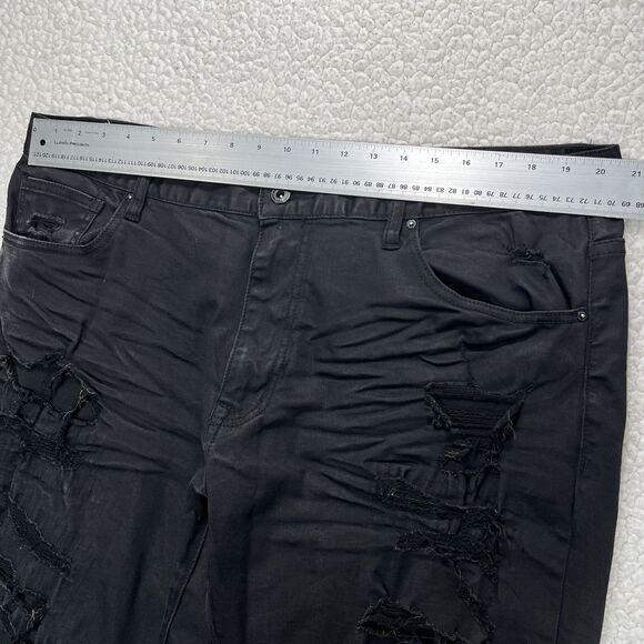 Smoke Rise Distressed Black Jeans Men’s 42x32 (Actual 40x32) Streetwear Moto - Picture 11 of 14